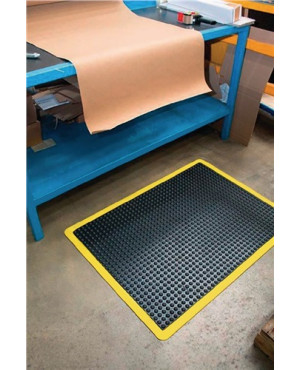 Arbeitsplatzbodenbelag Fertigmatte L1200xB900xS14mm schwarz/gelb SBR-Gummi