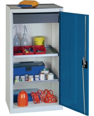 Werkzeug-/Beistellschrank H1000xB500xT500mm 1Schubl.,2BD grau/blau STUMPF