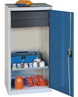 Werkzeug-/Beistellschrank H1000xB500xT500mm 2Schubl.,1BD grau/blau STUMPF