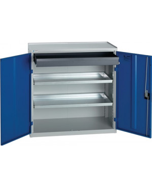 Werkzeug-/Beistellschrank H1000xB1000xT500mm 1Schubl.2BD grau/blau STUMPF