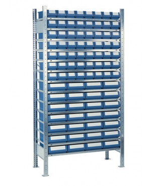 Steckregal H2000xB1000xT500mm Anbauregal 14 Stahlböden 56 x 7,28 x 8