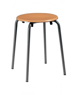 Stapelhocker Sitzhöhe 500mm Sitz-D.300mm Rdrohr anthrazit Buche natur lack.BIMOS