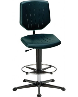 Arbeitsdrehstuhl Fit Bodengleiter+Fußring Integralschaum schwarz 590-910mm BIMOS