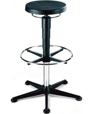 Drehhocker m.Bodengleitern u.Fußring Integralschaum schwarz Sitz-H.570-850mm