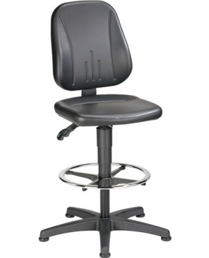 Arbeitsdrehstuhl Unitec Bodengleiter+Fußring Kunstlederpolster schwarz 580-850mm