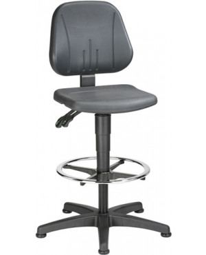 Arbeitsdrehstuhl Unitec Bodengleiter+Fußring Integralschaum schwarz 580-850mm