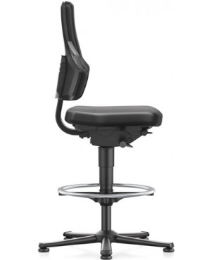 Arbeitsdrehstuhl Nexxit Bodengleiter+Fußring Kunstlederpolster schwarz 570-820mm