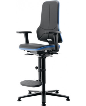 Arbeitsdrehstuhl Neon Gleiter+Aufstiegshilfe o.Polsterelement blau 590-870mm S
