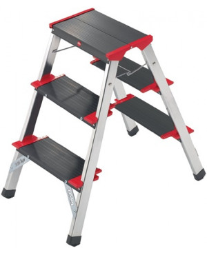 Klapptritt Stufen 2x3 Plattform-H.660mm Alu.m.Anti-Rutsch-Riffelung HAILO