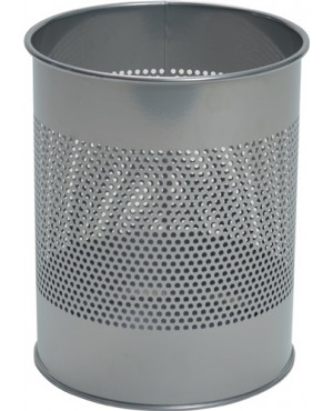 Papierkorb 15l H315xD.260mm Lochraster Stahlbl.pulverbe.silber-metallic DURABLE