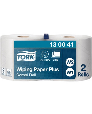 Putztuch TORK 130041 L340xB235ca.mm 2-lagig,geprägt,bedruckt weiß 2 RL/VE Tork