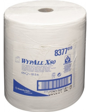 Wischtuch Wypall X80 8377 L340xB315ca.mm 1-lagig weiß 1 Rl.x 475 Tü.
