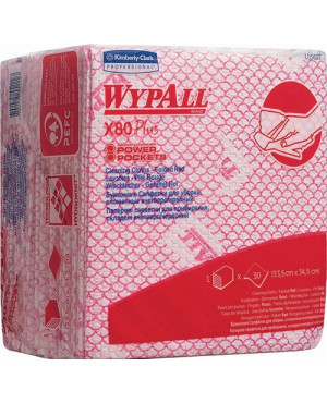 Wischtuch Wypall X80 19127 L350xB340ca.mm 1-lagig,viertelgefaltet rot 8 Btl.x 30