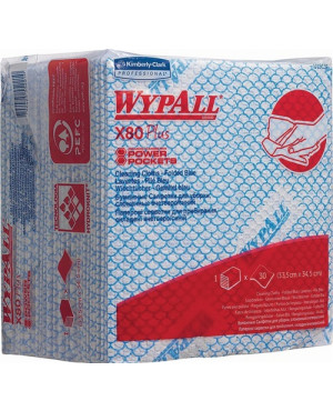 Wischtuch Wypall X80 19139 L350xB340ca.mm 1-lagig,viertelgefaltet blau 8 Btl.x 3