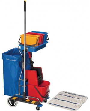 Reinigungswagenset Eimer 1x17l,3x6l/Presse/Stiel/ Halter/5Mopps STA