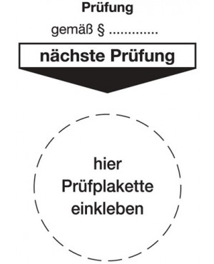 Grundplakette B80xL40mm Prüfung gemäß Paragraph Folie Btl. a 100 St.