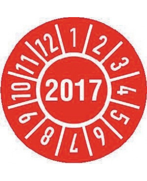 Einjahresprüfplakette D.30mm Jahr 2017 m. Monaten Folie Btl. a 100 St.