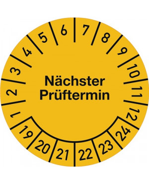 Mehrjahresprüfplakette D.20mm Nächster Prüftermin 2019-2024 Folie Btl.a 100 St.