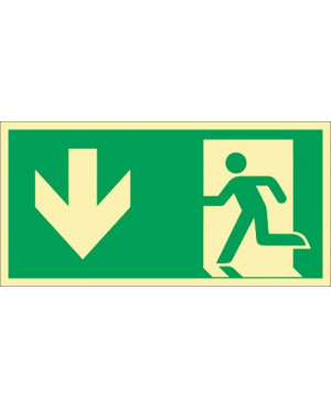 Rettungszeichen DIN EN ISO 7010 L297xB148mm Notausgang Querf./m.Figur Folie