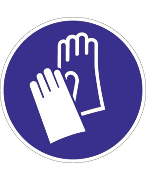 Folie Handschutz benutzen D.200mm blau/weiß ASR A1.3 DIN EN ISO 7010