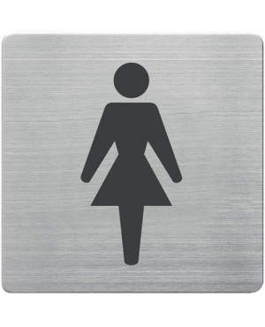 Tür-/Infoschild B90xH90mm Sichtfenster WC Damen Rücken VA geb.