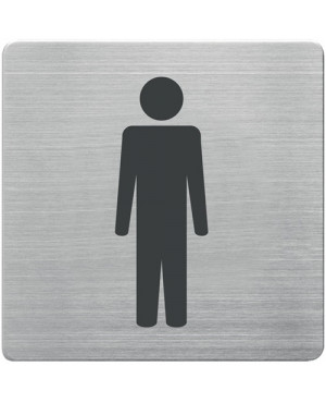 Tür-/Infoschild B90xH90mm Sichtfenster WC Herren Rücken VA geb.