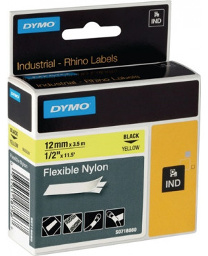 Schriftband Band-B.12mm Band-L.3,5m flexibles Nylonband schwarz auf gelb DYMO
