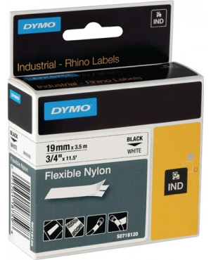 Schriftband Band-B.19mm Band-L.3,5m flexibles Nylonband schwarz auf weiß DYMO