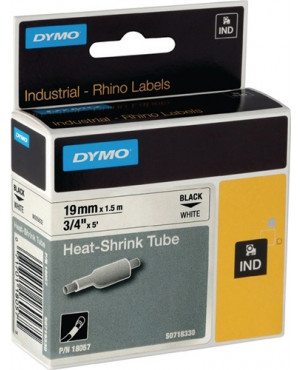Schriftband Band-B.19mm Band-L.1,5m Heißschrumpfschlauch schwarz auf weiß DYMO