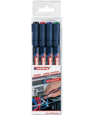 Kabelmarkerset 8407 schwarz/rot/blau/grün Strich-B.0,3mm Rundspitze EDDING