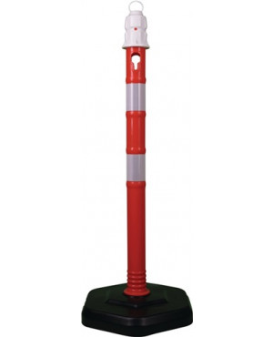 Sperrpfosten PP rot/weiß D.63mm z.Aufstellen m.Sechseckfuss m.Öse