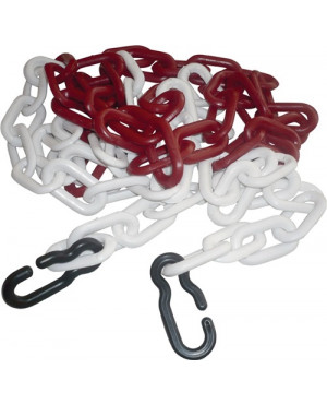 Absperrkette PP rot/weiß 9mm L.3m m.2 Universalhaken