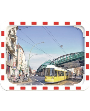 Verkehrsspiegel H800xB1000mm Kunststoff,rot/weiß 27m