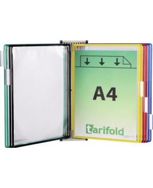 Wandhalter 5 Sichttafeln farbig sortiert m.Drahtrahmen,ku.-ummantelt f.DIN A4