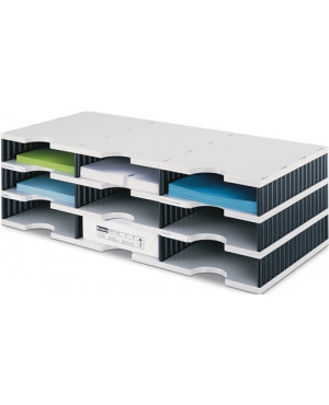 Sortierablage Trio 9 Fächer H223xB723xT331mm Polystyrol grau/schwarz