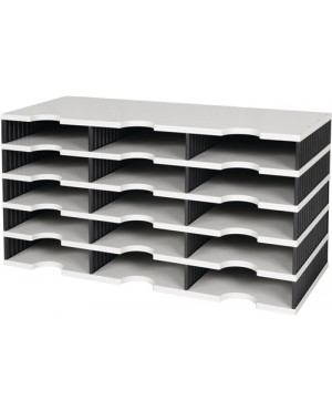 Sortierablage Trio 15 Fächer H363xB723xT331mm Polystyrol grau/schwarz