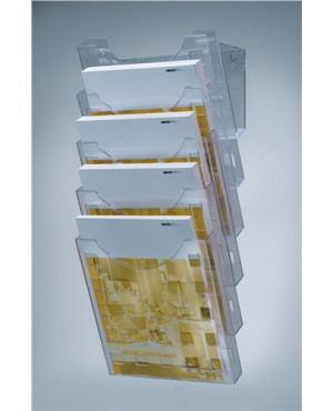 Wandprospekthalter 5 Fächer DIN A4 Ku.grautransparent