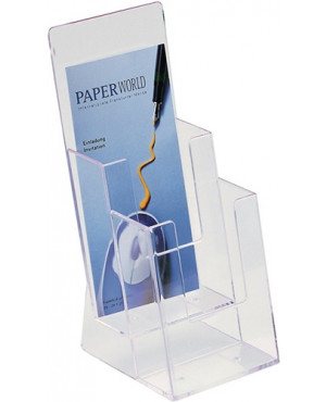 Tischprospekthalter 2 x 1/3 DIN A4/C6 lang Ku.transp.freistehend HELIT