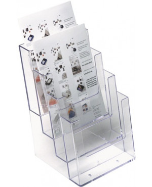 Tischprospekthalter 4 x DIN A5 hoch Ku.transp.freistehend HELIT