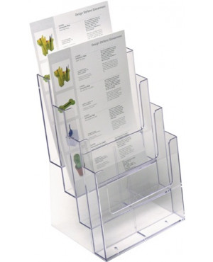 Tischprospekthalter 4 x DIN A4 hoch Ku.transp.freistehend HELIT