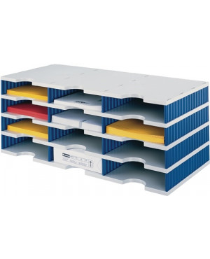 Sortierablage Trio 12 Fächer H293xB723xT331mm Polystyrol grau/blau