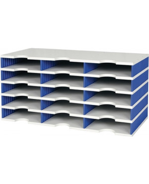 Sortierablage Trio 15 Fächer H363xB723xT331mm Polystyrol grau/blau