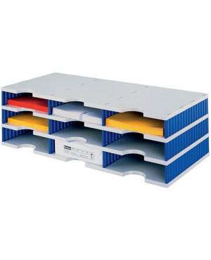 Sortierablage Trio 9 Fächer H223xB723xT331mm Polystyrol grau/blau