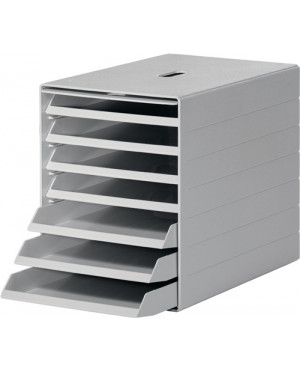 Schubladenbox 7 Schubl.m.versenkbarer Frontklappe grau H322xB250xT365mm DURABLE