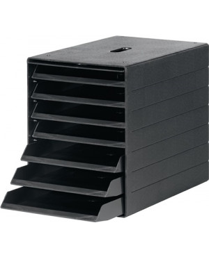 Schubladenbox 7Schubl. m.versenkbarer Frontklap.schwarz H322xB250xT365mm DURABLE