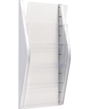 Prospekthalter H540xB280xT80mm DIN A4 hoch silber