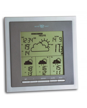 Funkwetterstation H146xB146xT50mm silber/grau Ku.f.innen/außen sat.gestützt