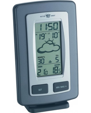 Funkwetterstation H145xB92xT30mm grau-silber Ku.f.in.sat.gestützt