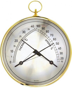 Thermo-Hygrometer Messber.0 b.40GradC/Luft 15-99% T.35mm Messingring