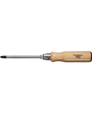 Schraubendreher PH 2x100mm L.210mm durchg.Kl. 6-Kt.-Ansatz m.Lederkappe Holzheft